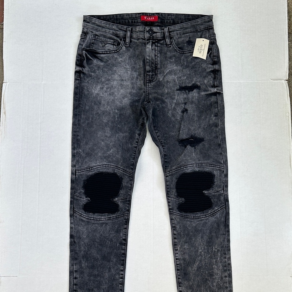 New Guess Black Distressed Skinny Jeans SZ 32